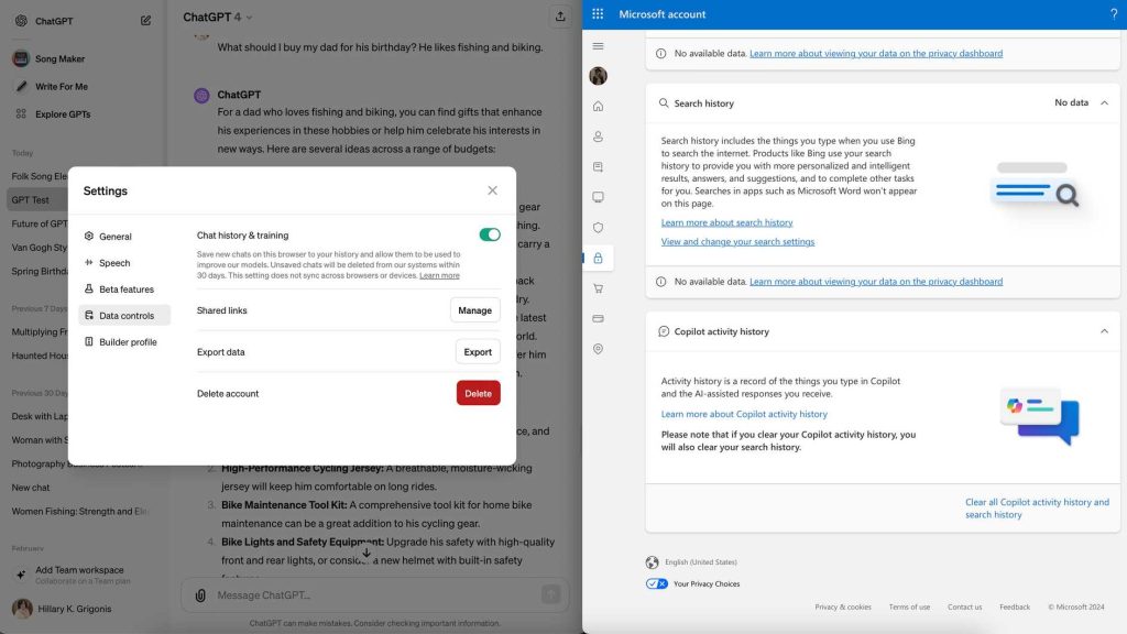 so sánh về quyền riêng tư copilot vs chatgpt